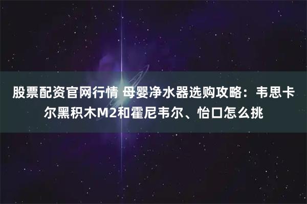 股票配资官网行情 母婴净水器选购攻略：韦思卡尔黑积木M2和霍尼韦尔、怡口怎么挑